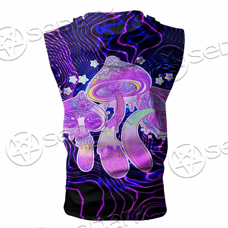 Magic Mushrooms Over Sacred Geometry SED-0885 Zip Sleeveless Hoodie