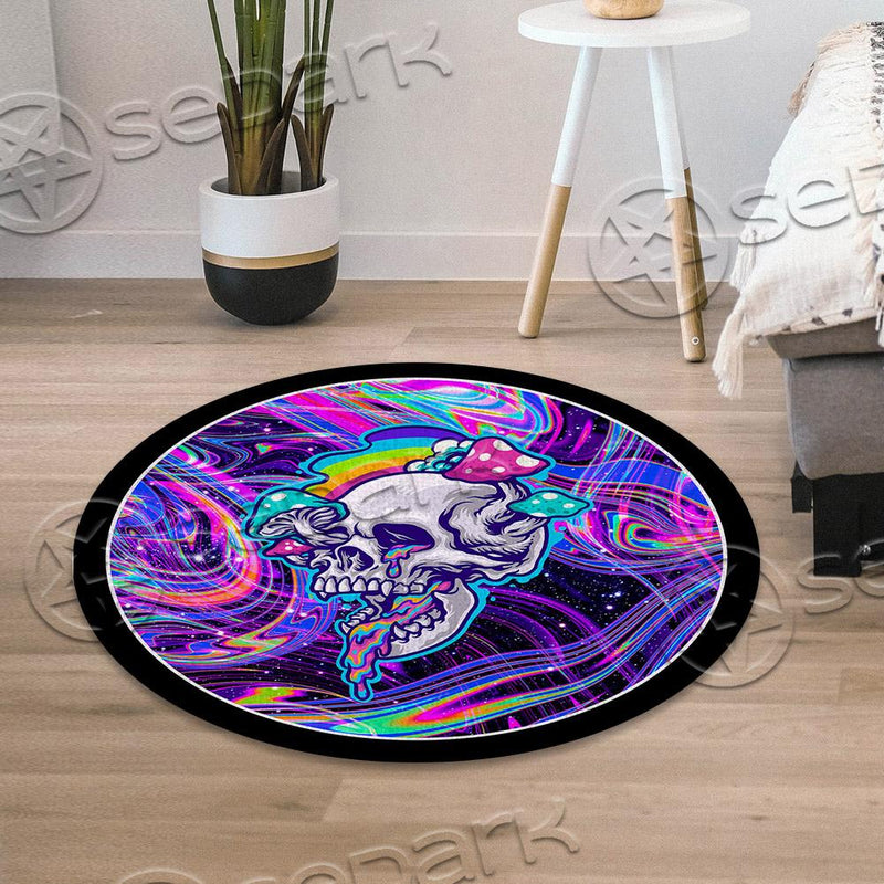 Psychedelic Mushroom Skull SED-0887 Round Carpet