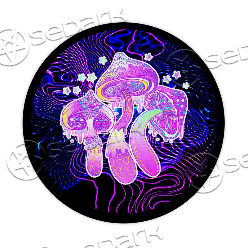 Magic Mushrooms Psychedelic Hallucination Vibrant SED-0888 Round Carpet