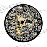 Magic Psychedelic Mushrooms And Skulls SED-0890 Round Carpet