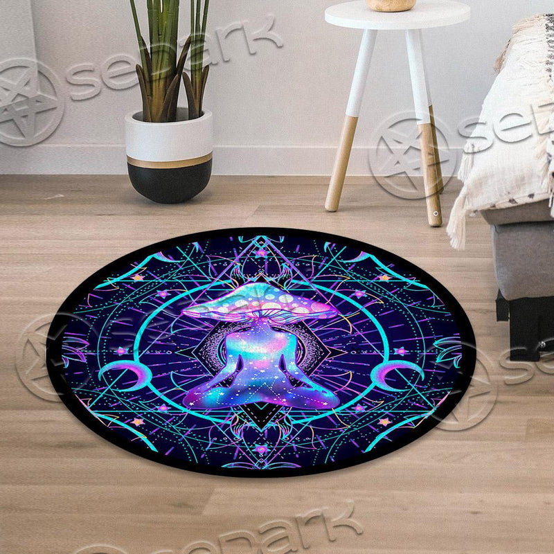 Magic Mushrooms Seamless Pattern SED-0893 Round Carpet