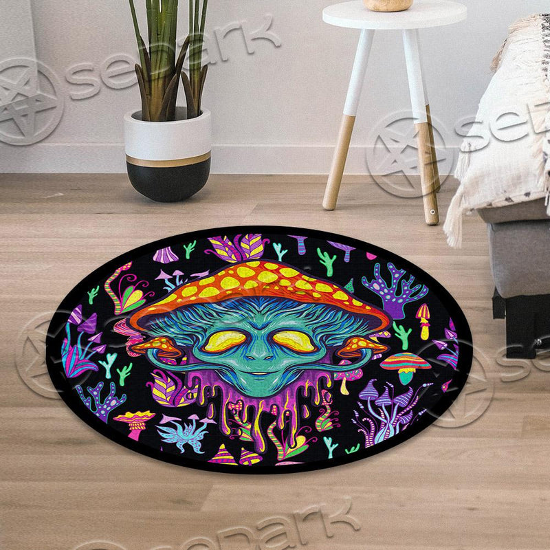 Alien Magic Mushrooms Psychedelic SED-0895 Round Carpet