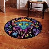 Alien Magic Mushrooms Psychedelic SED-0895 Round Carpet