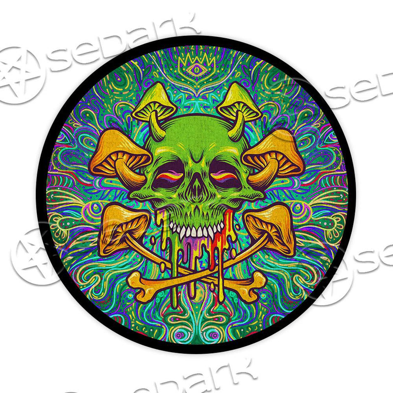 Sugar Skull Magic Mushrooms Psychedelic 1 SED-0896 Round Carpet