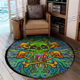 Sugar Skull Magic Mushrooms Psychedelic 1 SED-0896 Round Carpet