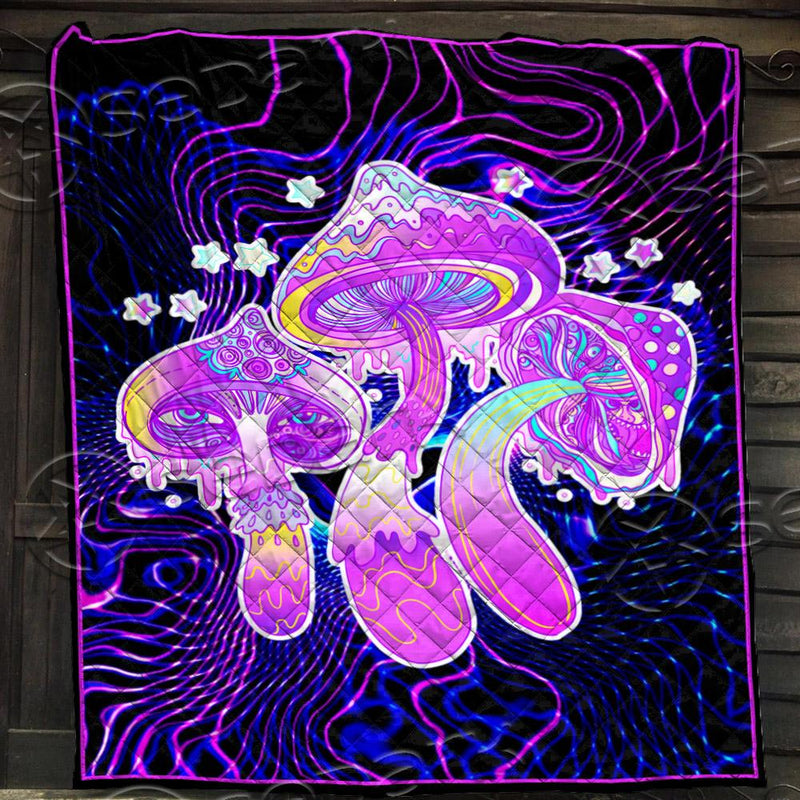 Magic Mushrooms Psychedelic Hallucination Vibrant SED-0899 Quilt