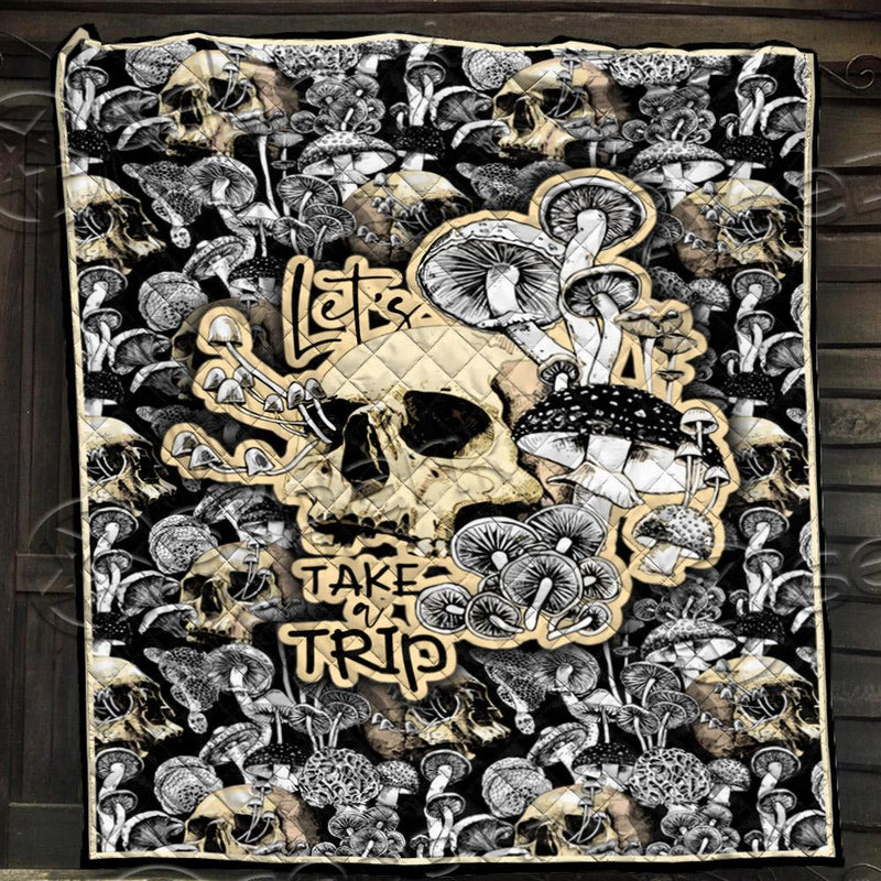 Magic Psychedelic Mushrooms And Skulls SED-0901 Quilt