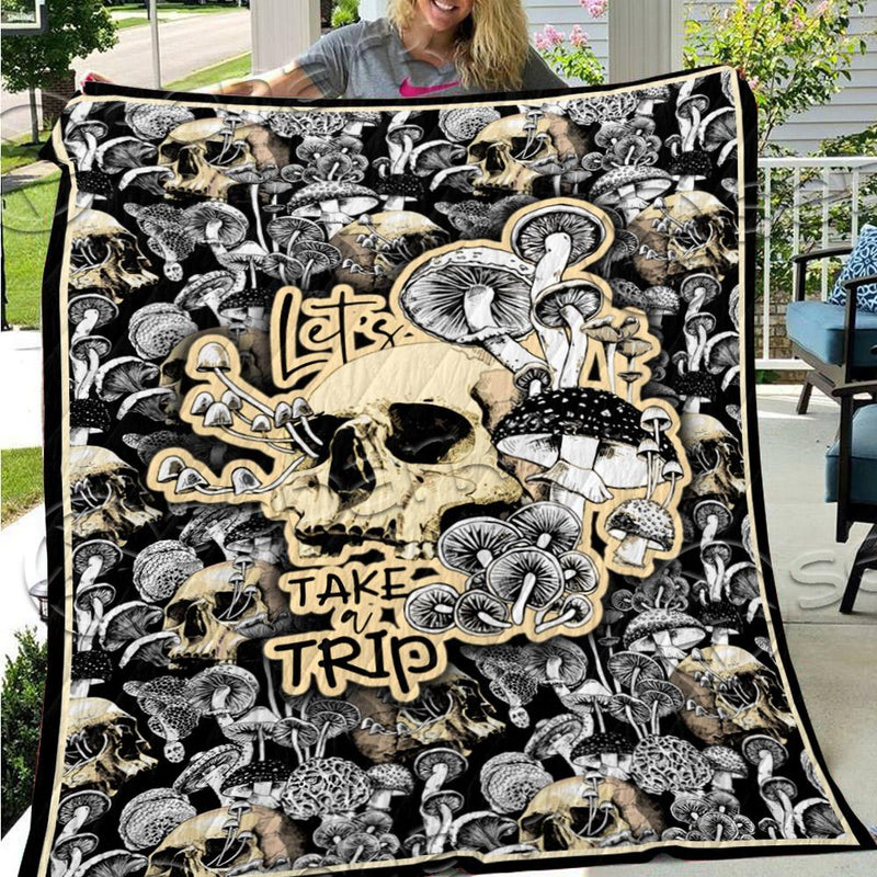 Magic Psychedelic Mushrooms And Skulls SED-0901 Quilt