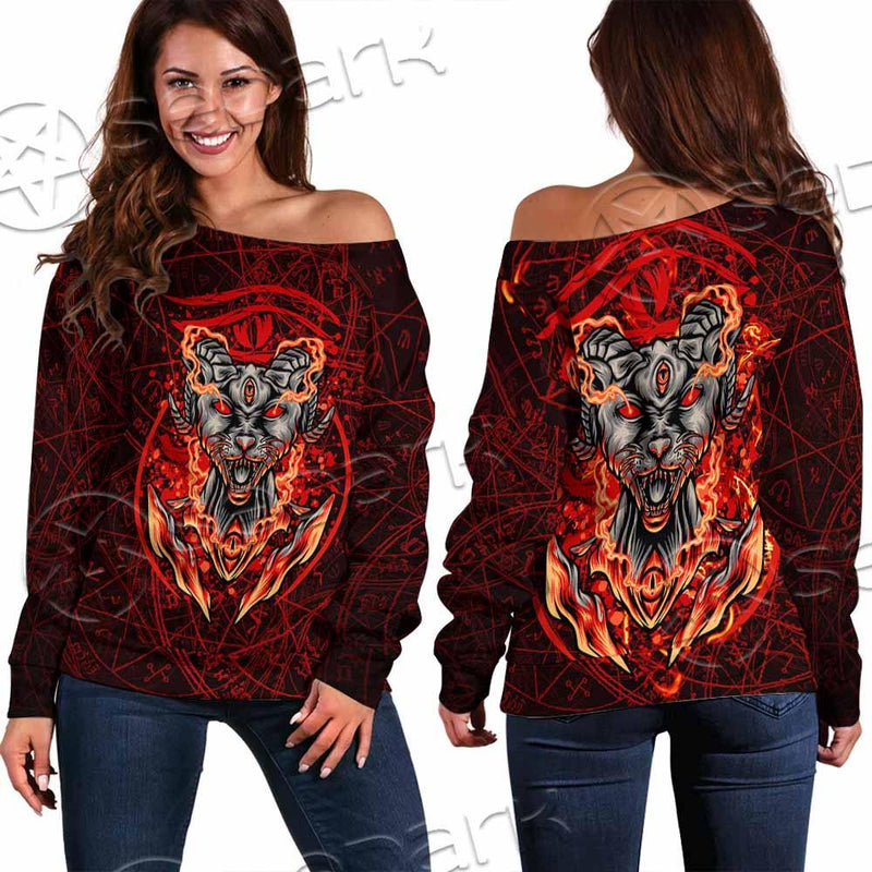 Baphomet Cat SED-0910 Off Shoulder Sweaters