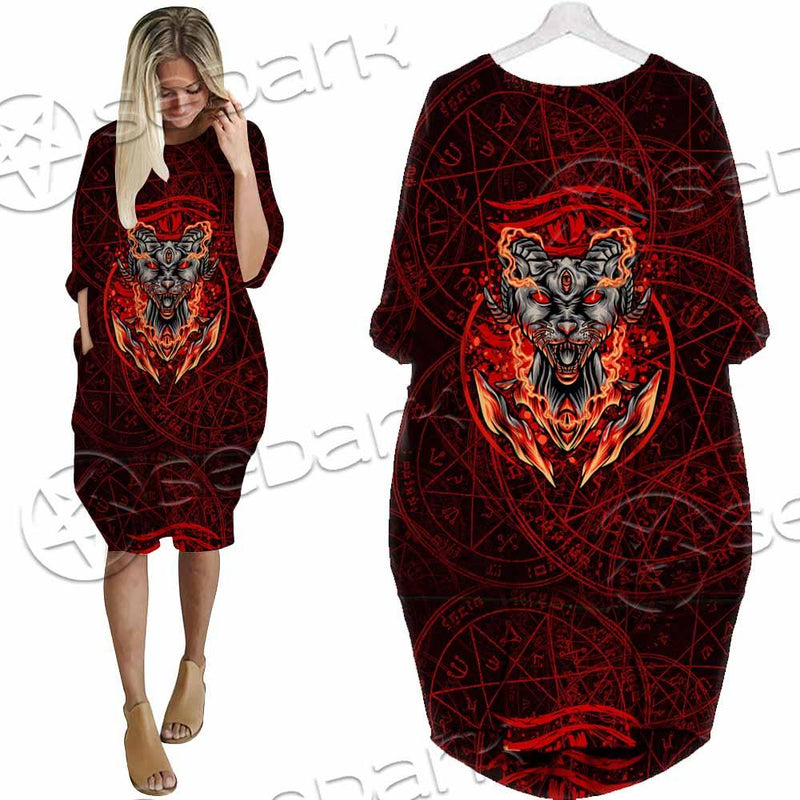 Baphomet Cat SED-0910 Batwing Pocket Dress
