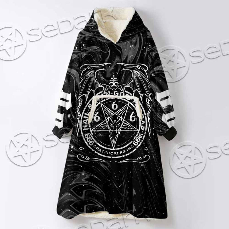 Hail Satan God Is Dead SED-0911 Oversized Sherpa Blanket Hoodie