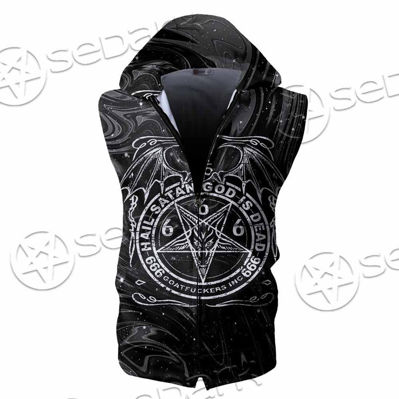 Hail Satan God Is Dead SED-0911 Zip Sleeveless Hoodie