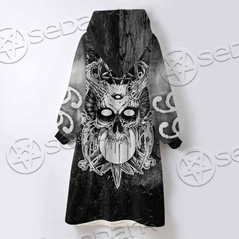 Skull Crossbones 666 SED-0912 Oversized Sherpa Blanket Hoodie