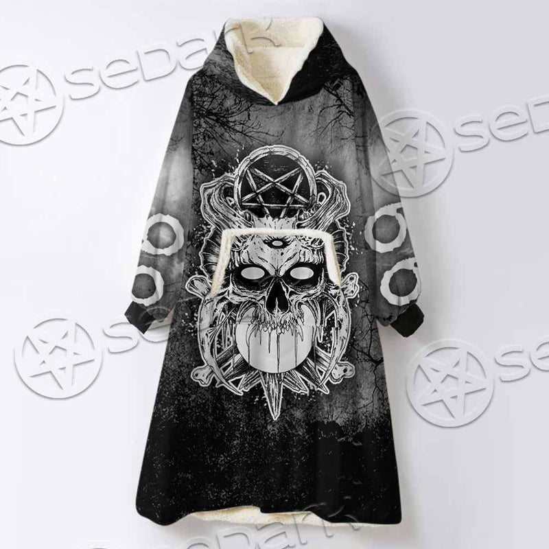 Skull Crossbones 666 SED-0912 Oversized Sherpa Blanket Hoodie