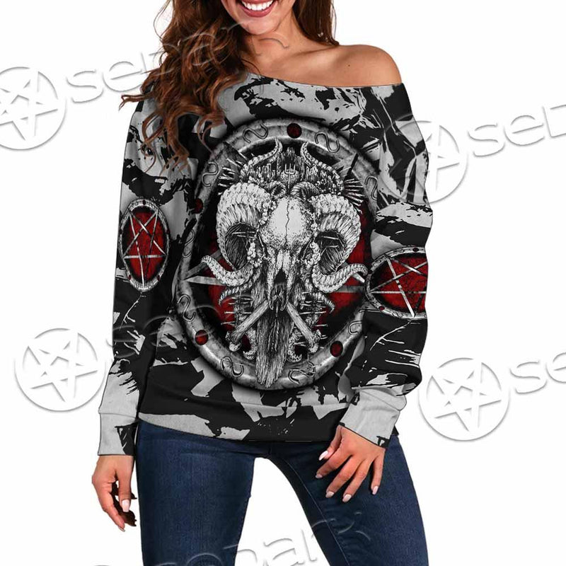 Pentagram Goat Head SED-0914 Off Shoulder Sweaters