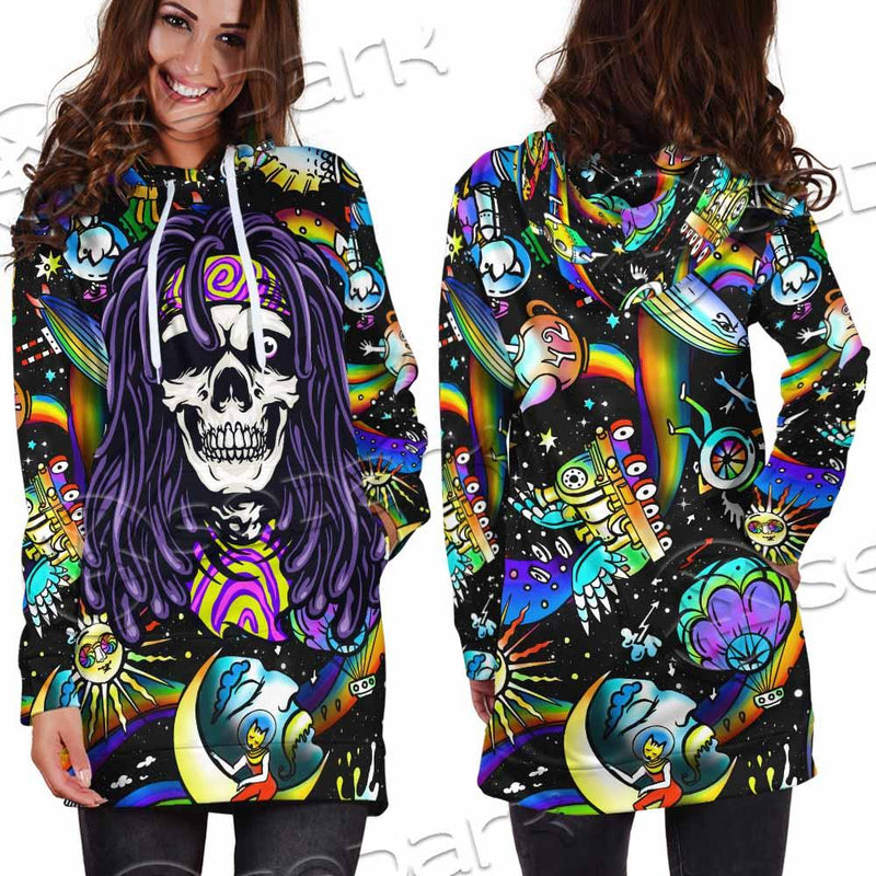 Psychedelic Skull Rasta Character SED-0915 Hoodie Dress