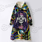Psychedelic Skull Rasta Character SED-0915 Oversized Sherpa Blanket Hoodie