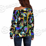 Psychedelic Skull Rasta Character SED-0915 Off Shoulder Sweaters