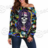 Psychedelic Skull Rasta Character SED-0915 Off Shoulder Sweaters