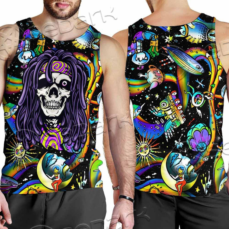 Psychedelic Skull Rasta Character SED-0915 Men Tank-tops