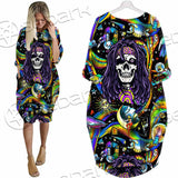 Psychedelic Skull Rasta Character SED-0915 Batwing Pocket Dress