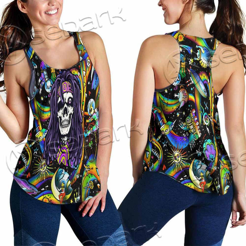 Psychedelic Skull Rasta Character SED-0915 Women Tank Top