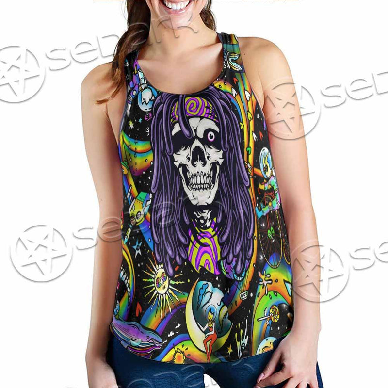 Psychedelic Skull Rasta Character SED-0915 Women Tank Top