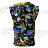 Psychedelic Skull Rasta Character SED-0915 Zip Sleeveless Hoodie