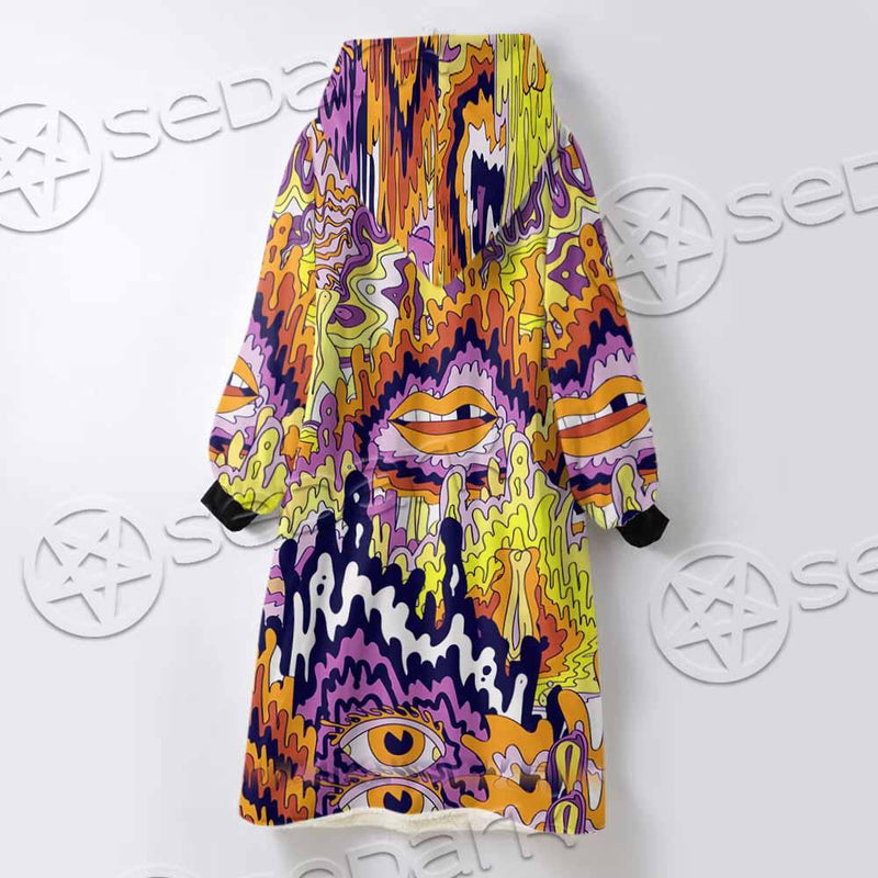 Psychedelic Trippy Skeleton SED-0916 Oversized Sherpa Blanket Hoodie