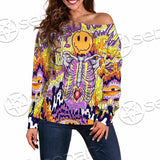 Psychedelic Trippy Skeleton SED-0916 Off Shoulder Sweaters