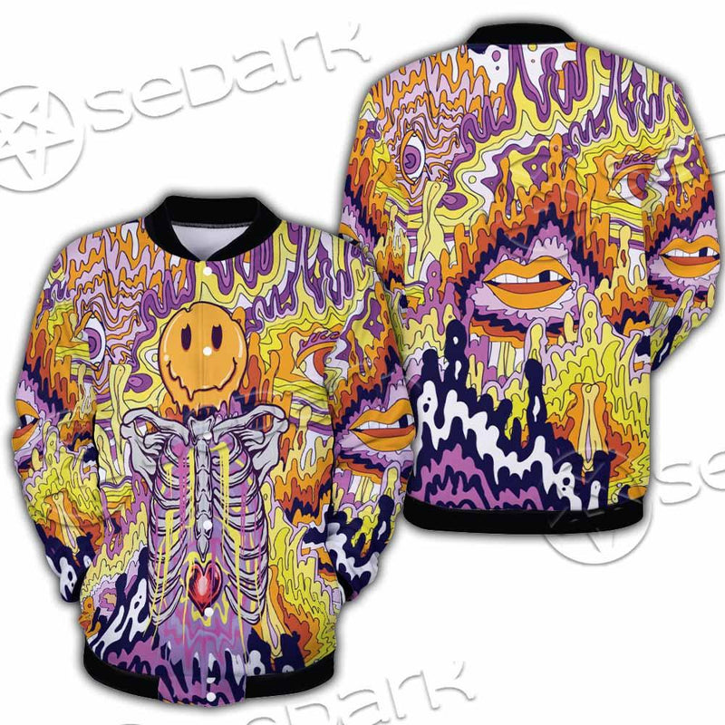 Psychedelic Trippy Skeleton SED-0916 Button Jacket