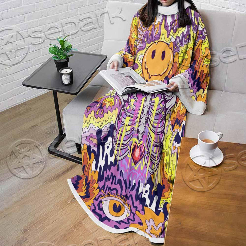 Psychedelic Trippy Skeleton SED-0916 Sleeved Blanket