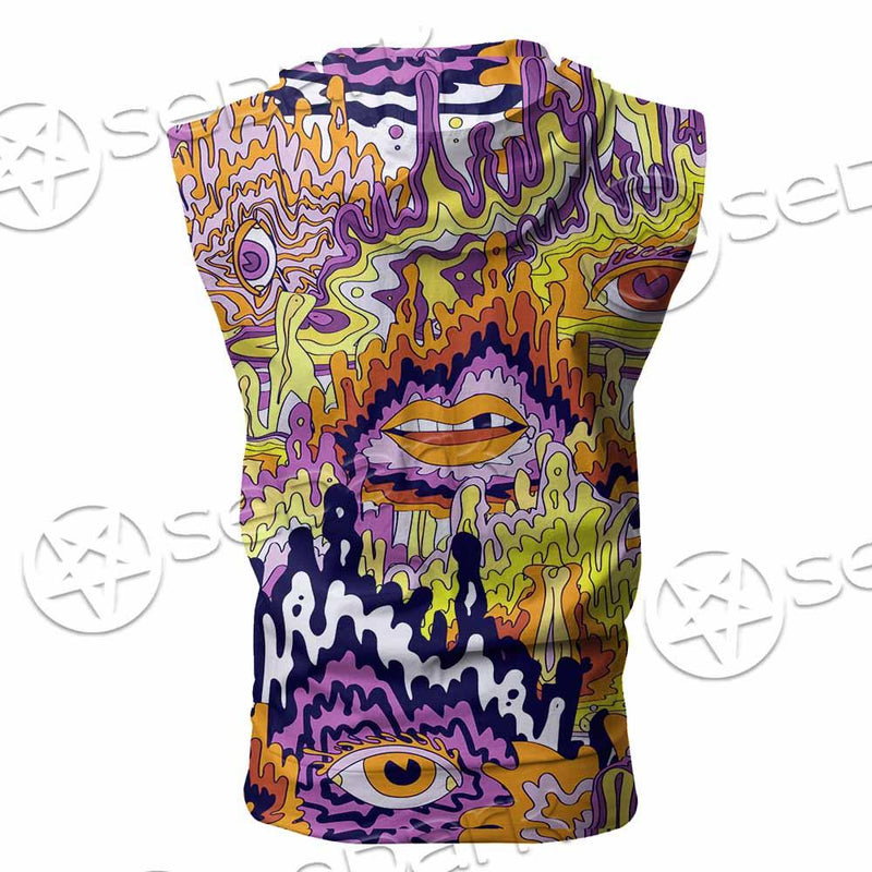 Psychedelic Trippy Skeleton SED-0916 Zip Sleeveless Hoodie