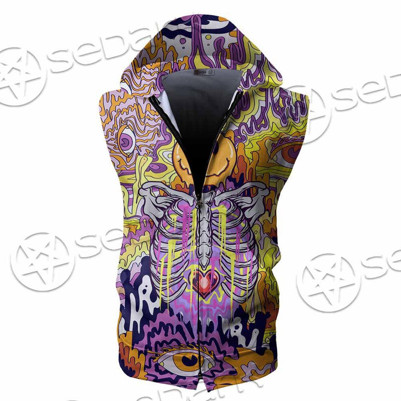Psychedelic Trippy Skeleton SED-0916 Zip Sleeveless Hoodie