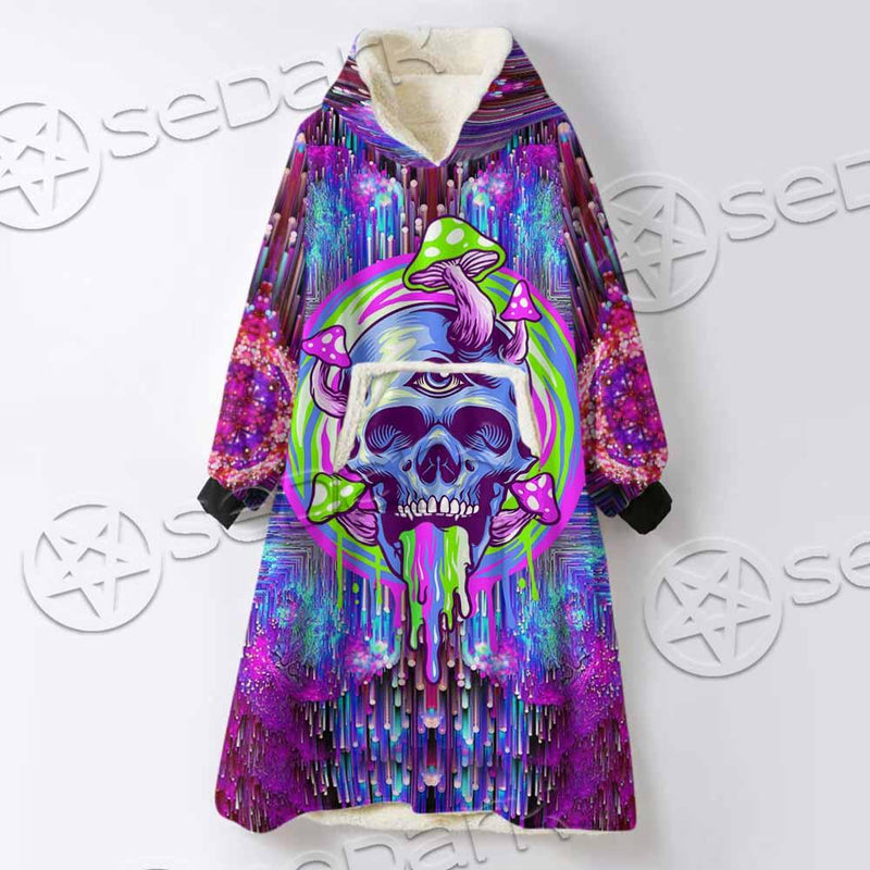 Psychedelic Trippy Mushrooms SED-0920 Oversized Sherpa Blanket Hoodie
