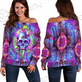 Psychedelic Trippy Mushrooms SED-0920 Off Shoulder Sweaters