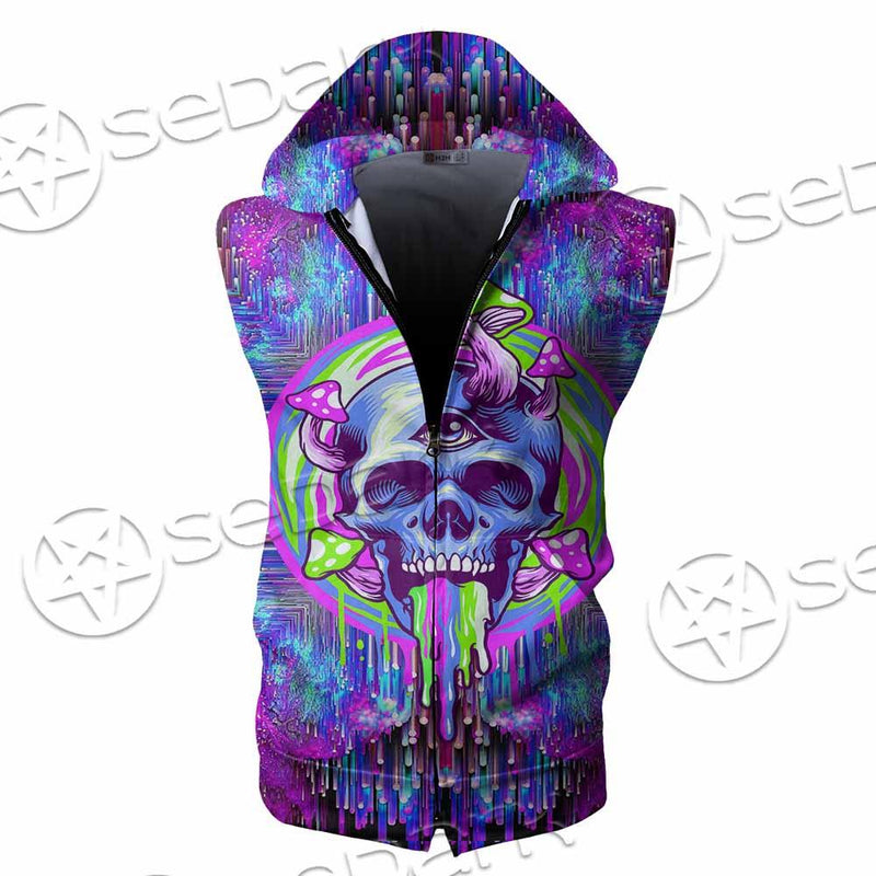 Psychedelic Trippy Mushrooms SED-0920 Zip Sleeveless Hoodie