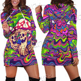 Psychedelic Mushrooms Skull SED-0921 Hoodie Dress