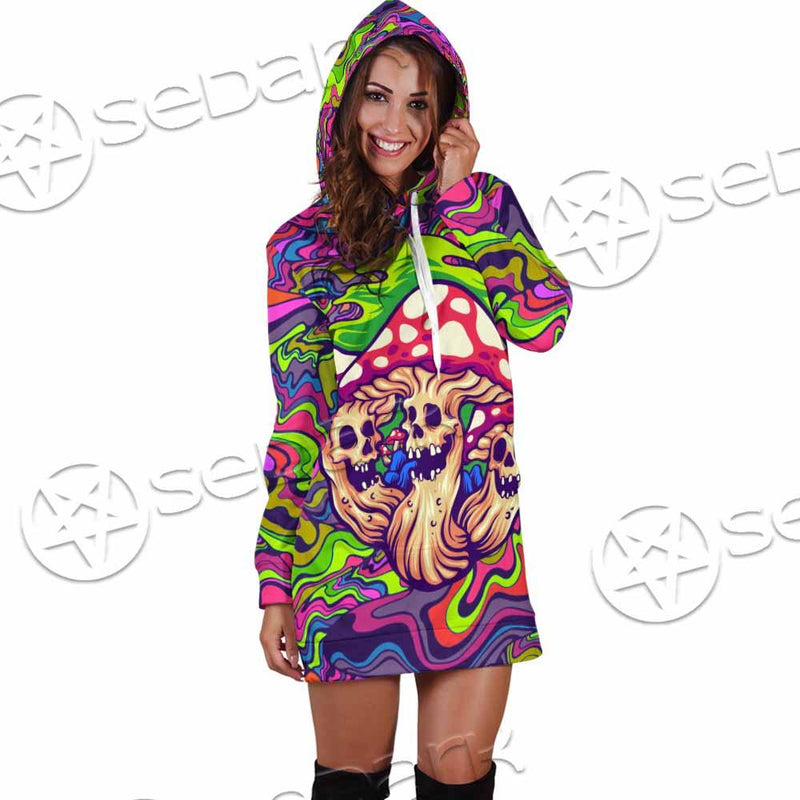 Psychedelic Mushrooms Skull SED-0921 Hoodie Dress