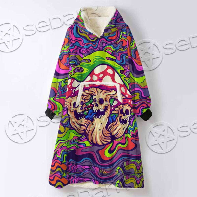 Psychedelic Mushrooms Skull SED-0921 Oversized Sherpa Blanket Hoodie