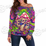 Psychedelic Mushrooms Skull SED-0921 Off Shoulder Sweaters