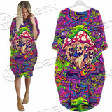 Psychedelic Mushrooms Skull SED-0921 Batwing Pocket Dress