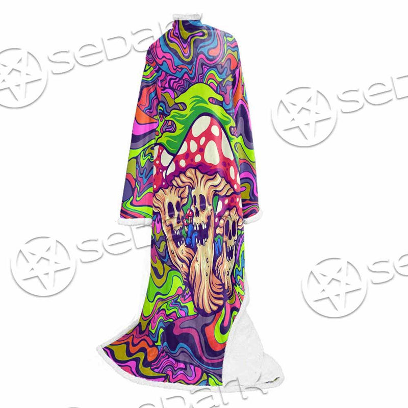 Psychedelic Mushrooms Skull SED-0921 Sleeved Blanket