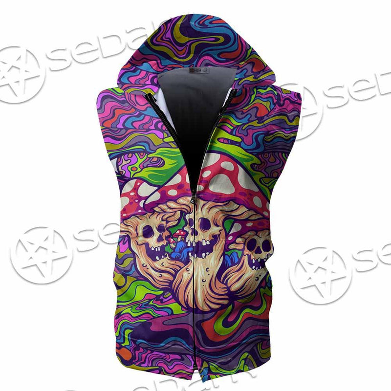 Psychedelic Mushrooms Skull SED-0921 Zip Sleeveless Hoodie