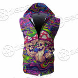 Psychedelic Mushrooms Skull SED-0921 Zip Sleeveless Hoodie