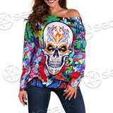 Psychedelic Horror Skull SED-0922 Off Shoulder Sweaters
