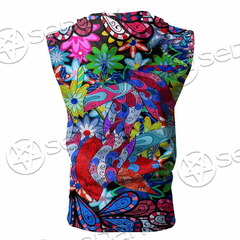 Psychedelic Horror Skull SED-0922 Zip Sleeveless Hoodie