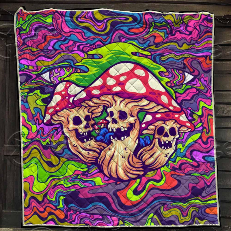 Psychedelic Mushrooms Skull SED-0923 Quilt