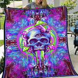 Psychedelic Purple Glowing Skull Mushrooms SED-0924 Quilt