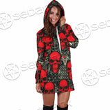 Satanic Red Skull Symbols Pattern SED-0930 Hoodie Dress